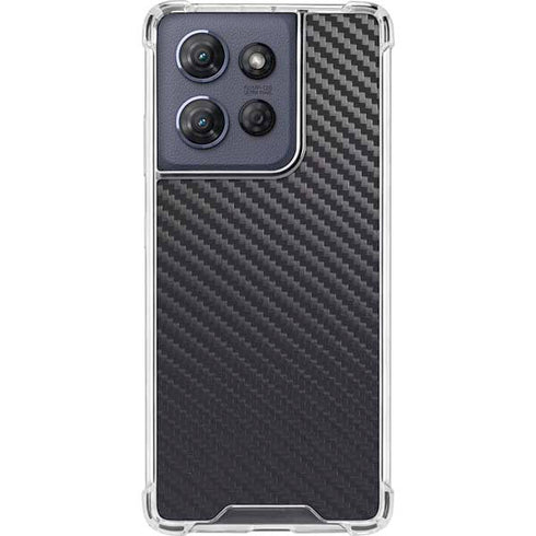 Black Carbon Fiber Specialty Texture Material Moto G Power 5G (2025) Clear Case